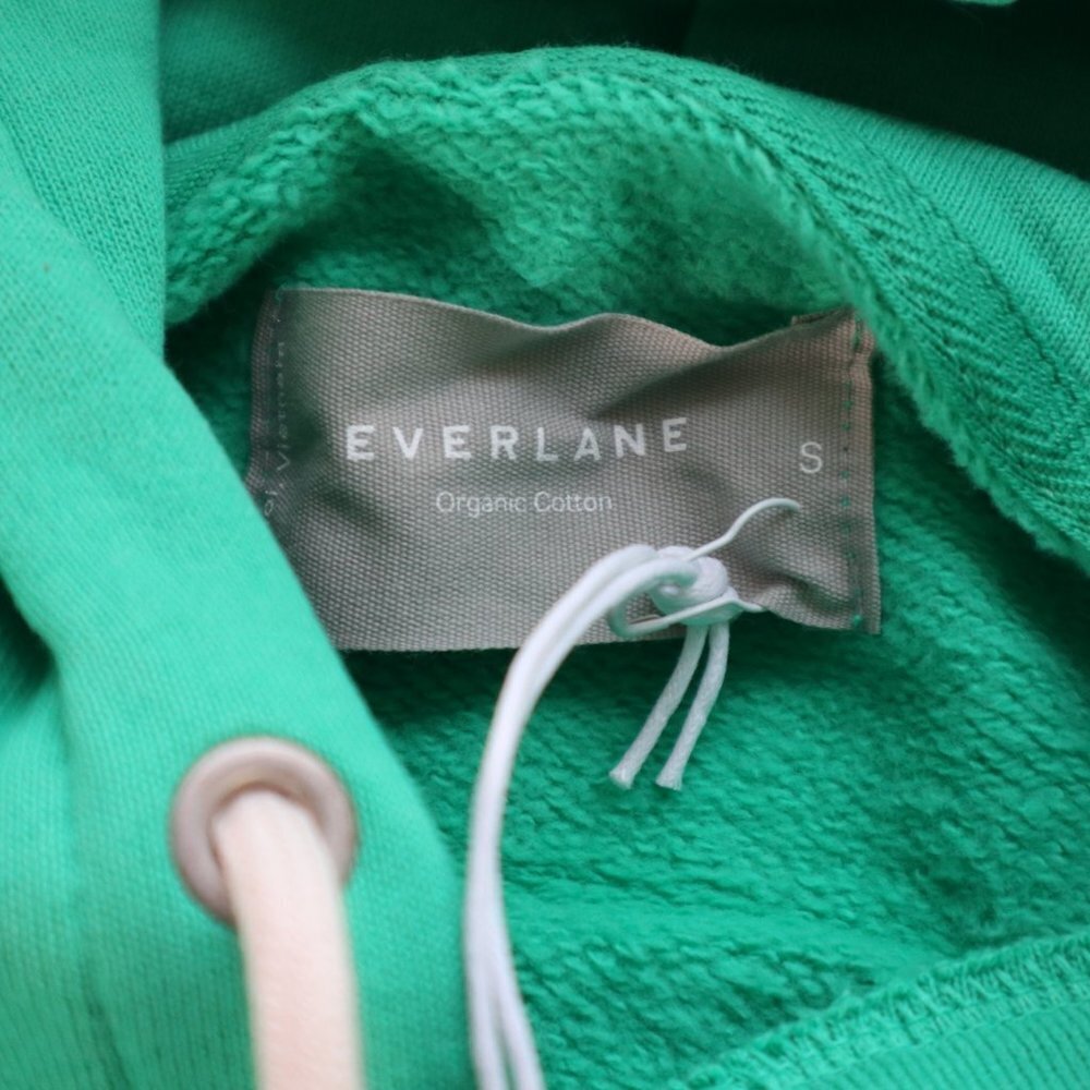 NEW EVERLANE The Track Organic Cotton Hoodie Bright Kelly Green Oversized  S - Picture 3 of 9